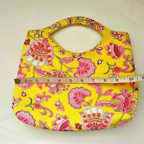 Bulaggi Hand Embroidered beaded Floral Hobo  Cotton Handbag - Picture 3 of 7